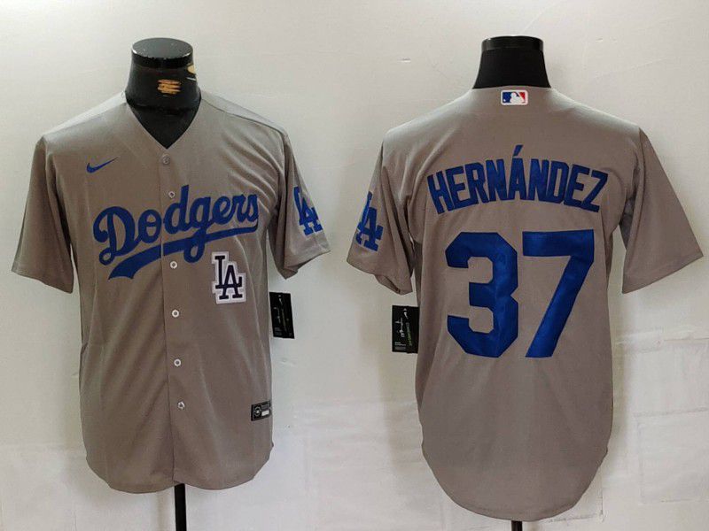 Men Los Angeles Dodgers #37 Hernandez Grey Nike Game 2024 MLB Jersey style 7245